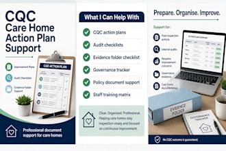 cqc action plans, audit checklists and care home documents