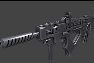 design 3d weapon gun props and game ready assets in blender