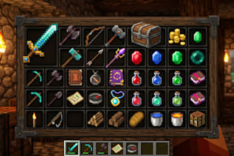 design minecraft voxel weapons props items blockbench game assets