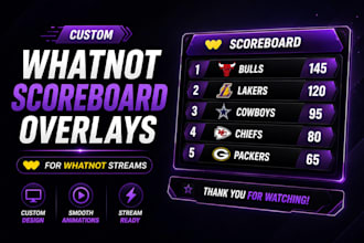 design custom whatnot scoreboard overlays and stream animations