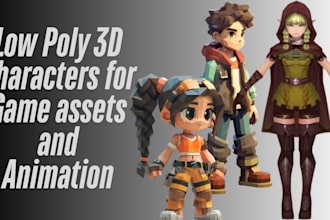 create low poly 3d character for game assets and animation
