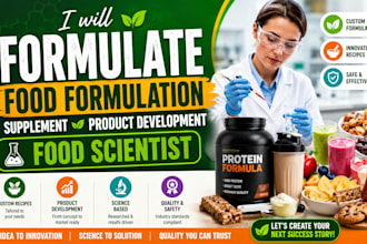 formulate food formulation, supplement, product development, food scientist