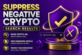 suppress negative crypto search result , erase crypto url, hide unwanted article