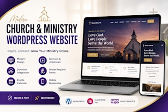 design modern church ministry wordpress website