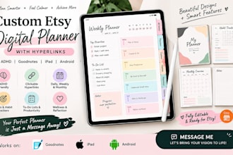 create etsy digital planner with hyperlinks for adhd, goodnotes, ipad, android