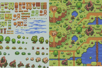 create pixel art tileset, top down tileset, ,map,  indie game assets