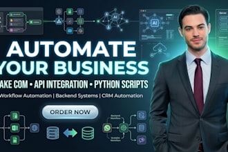 automate your business workflow using make com, api integration, python scripts