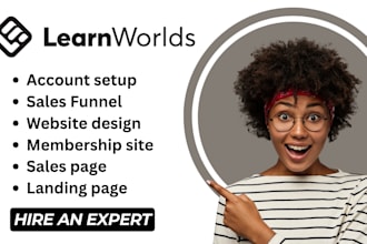 setup and design a professional learnworlds online course website and lms