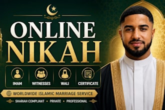 perform online nikah as imam, provide witnesses, wali and marriage certificate