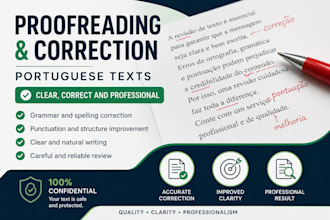 proofread and correct portuguese text professionally