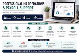 provide HR operations, payroll, onboarding, and hris support