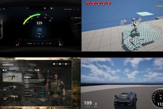 create responsive game ui design, UI UX for 2d, 3d games in unity, ue5