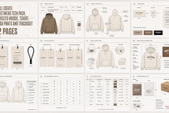 create streetwear tech pack, oversized hoodie, tshirt, cargo pants and tracksuit