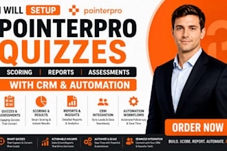 setup pointerpro quizzes scoring reports assessments with CRM and automation