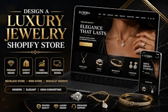 design a luxury jewelry shopify store necklace store ring store bracelet website