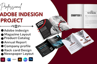 format adobe indesign book project, magazine layout, product catalogue design