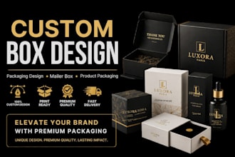 design custom product box packaging  mailer box with dieline and 3d mockup