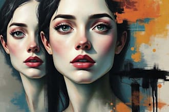 paint expressive colorful abstract portraits
