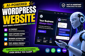 create  ai powered wordpress website with chatbox , business automation