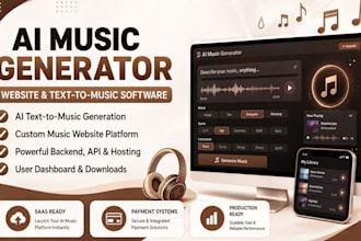 build software music website, ai music generator website, ai text to music app