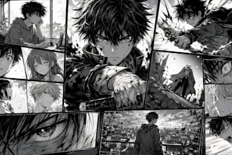 draw manga oc art for professional manga panels, webtoon comic and anime artist