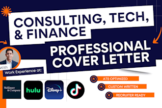 write a professional tech, consulting, or finance cover letter