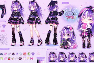 create 3d chibi vtuber character model and 3d rigging,chibi emote for vtube