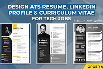 design ats resume redesign, linkedin profile and curriculum vitae for tech jobs