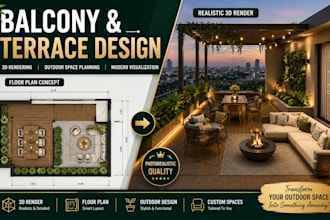 create stunning balcony design and terrace designs with 3d renders