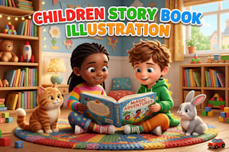 children story book illustration, watercolor children book, 3d illustration