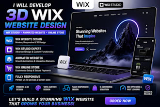 develop 3d wix website design, wix studio wix animated website wix online store