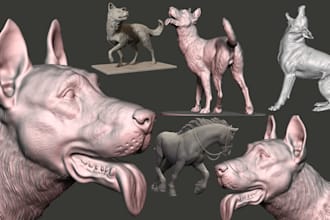 sculpt 3d animal model realistic dog pet design creature stl zbrush for 3d print