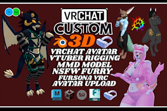 do furry vrchat avatar nsfw vrc 3d model anine furry avatar vrm toggles rigging