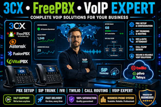 3cx voip freepbx asterisk fusionpbx vitalpbx pbx ivr callcenter twilio didnumber