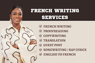 french writing, proofreading, copywriting, blog post, translation,french article
