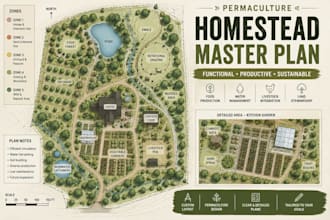 design permaculture homestead master plan and land layout