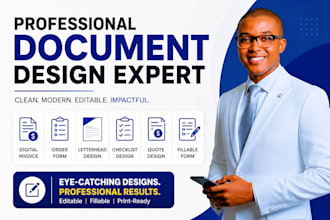 design digital invoice, order form, letterhead, checklist, quote design fillable