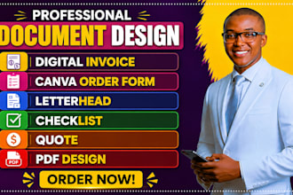 do digital invoice, canva order form, letterhead, checklist, quote, pdf design