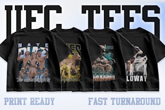 design a vintage bootleg ufc mma streetwear t shirt