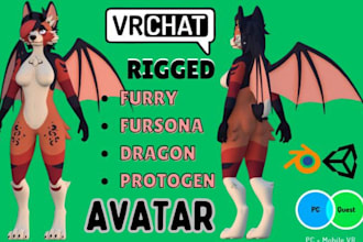 create custom vrchat avatar commission, furry, anime, vrchat model, vrc avatar