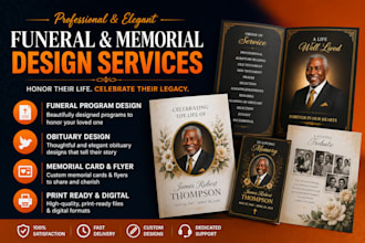 design funeral program, obituary, memorial card, funeral flyer, memorial flyer