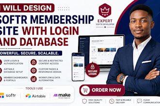 design softr membership site with login and database
