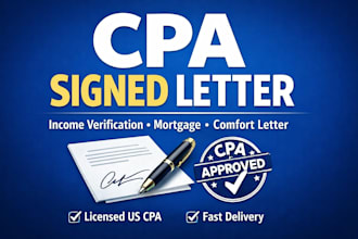 provide US CPA letter financial statement CPA mortgage letter CPA comfort letter
