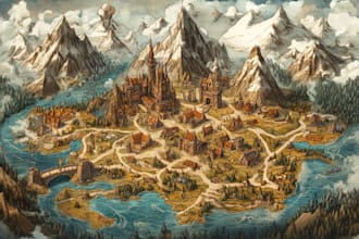fantasy map drawing or game map