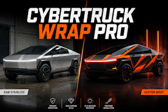 do a pro tesla cybertruck wrap design, van wrap or any vehicle wrap design