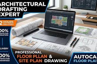 draft draw real estate floor plan architectural site plan, elevation in 12 hours