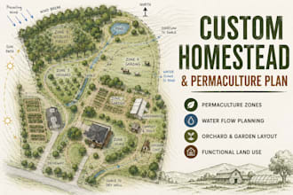 design custom homestead layout, farm layout and permaculture master plan