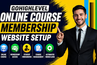 setup gohighlevel online course membership website
