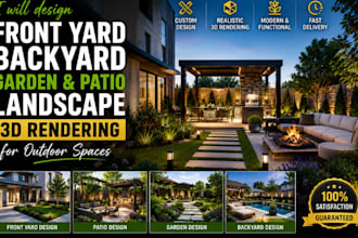 design frontyard backyard garden patio and landscape 3d render for outdoor space