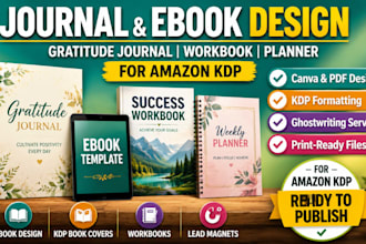 diseño journal, diseño de libros electrónicos en canva diario de gratitud kdp
